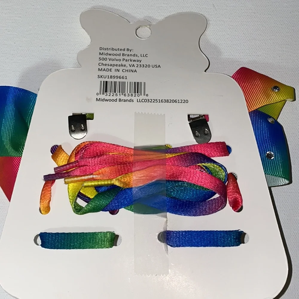 NEW girls bow rainbow bedazzled laces